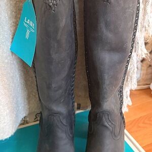 Plain Jane Cowgirl Women's Black Leather Boots with Round Toe